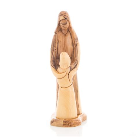 Virgin Mary Hugging Her Son Jesus (Abstract), 11" Carved from the Holy ...