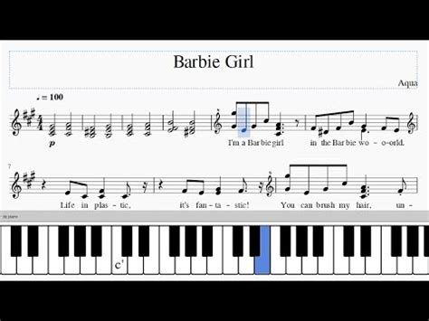 Aqua Barbie Girl Sheet Music In C# Minor (transposable) Download Print ...