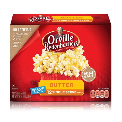 Orville Redenbachers Butter Popcorn Mini Bags 1.5 Oz 12 Ct - Walmart.com