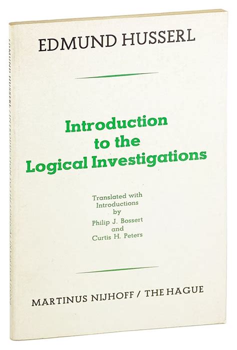 Introduction to the Logical Investigations: A draft of a Preface to the ...