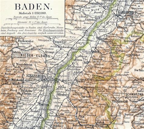 1895 Antique Map of Baden Germany Baden Antique by bananastrudel