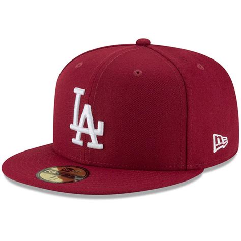 Los Angeles Dodgers Fitted New Era 59Fifty White Logo Cap Hat Burgundy ...