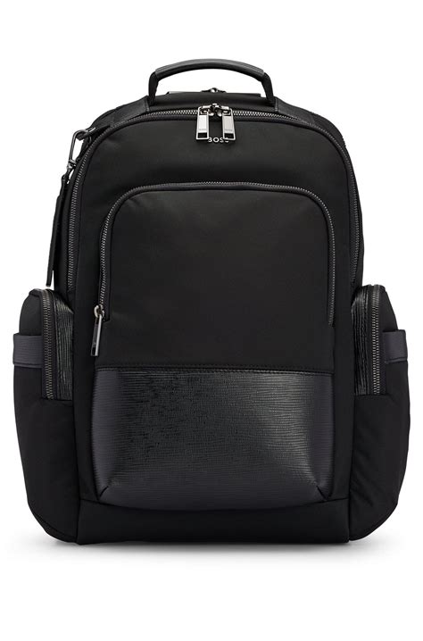 BOSS Structured-nylon Backpack With Faux-leather Trims in Black for Men | Lyst Australia