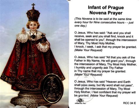 Infant of Prague Novena Wallet Prayer Card - Item EB390 - Laminated ...