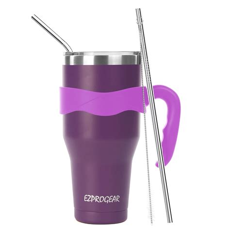 EzPrrogear 40 oz Purple Stainless Steel Tumbler Double Wall Vacuum Insulated with Straws and ...