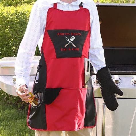 Grill Master Personalized 4pc Apron Set - love the insulated cooler pocket to keep his beer cold ...