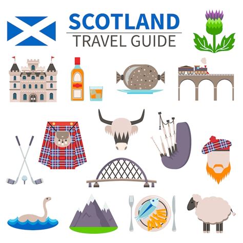 Free Vector | Scotland Travel Icons Set