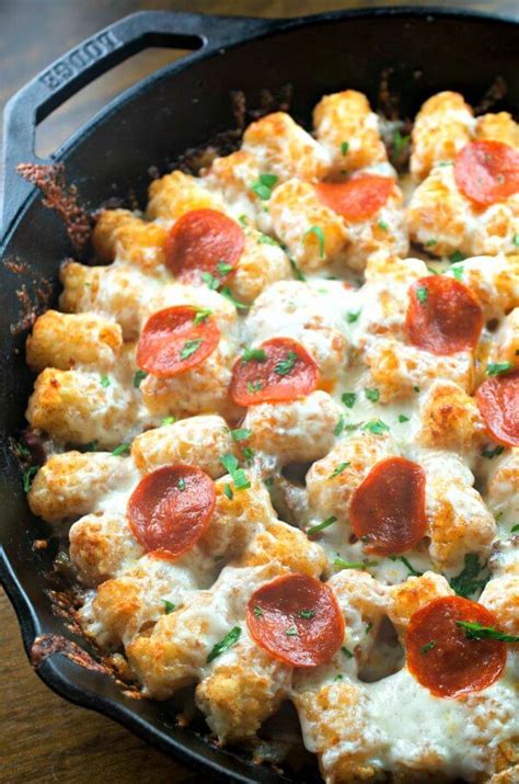 Tater Tot Pizza Casserole - Oh Sweet Basil | Recipe | Casserole recipes ...