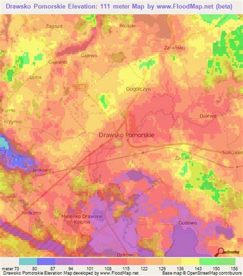 Elevation of Drawsko Pomorskie,Poland Elevation Map, Topography, Contour