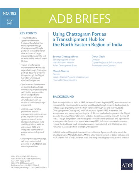 Using Chattogram Port as a Transshipment Hub for the North Eastern Region of India | Asian ...