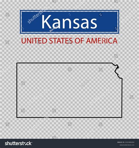 Kansas State Outline Map On Transparent Stock Vector (Royalty Free ...