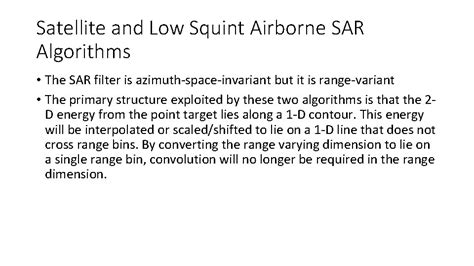 SAR Algorithms Recap What is SAR processing SAR