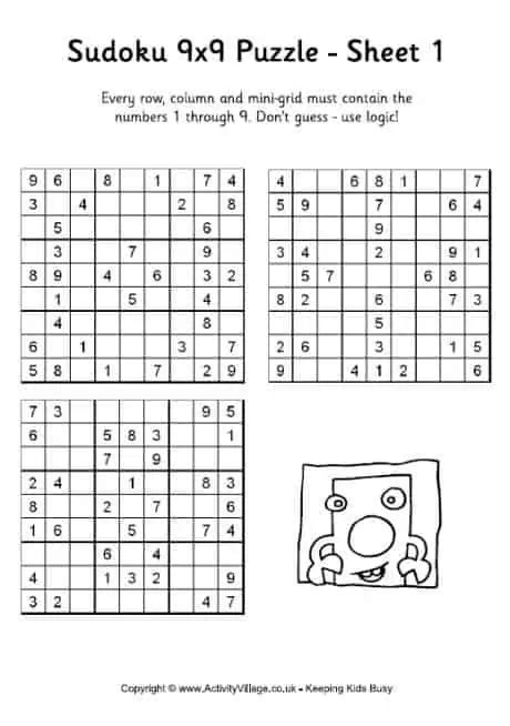 FREE Printable Sudoku for Kids