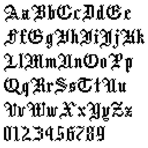 Old english font pixel | Cross stitch fonts, Pixel font, Cross stitch ...