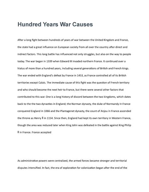 Hundred Years War Causes - Hundred Years War Causes After a long fight ...