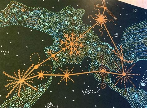 Capricorn Constellation Art - A4 Original Metallic on Black Background