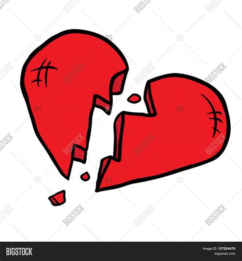 Broken Heart Cartoon, Cartoon Illustration Of Broken Heart Stock Vector ...