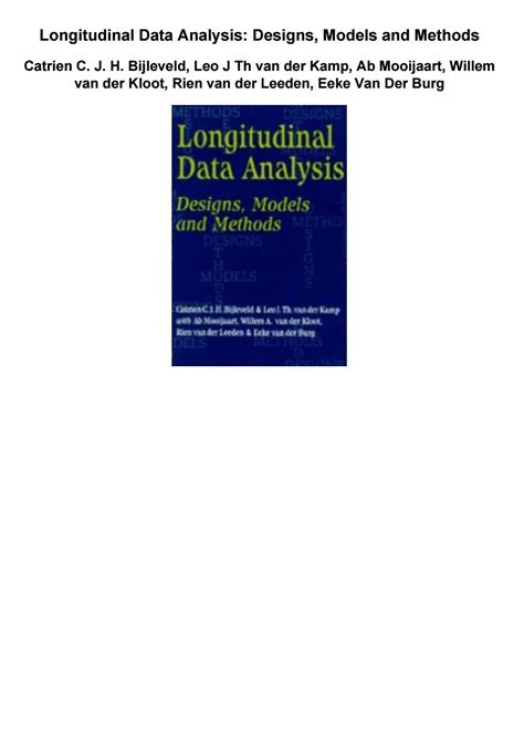 Longitudinal data analysis designs models and methods pdf by Adrianne ...