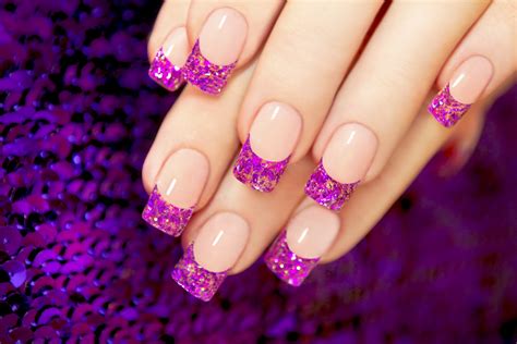 Purple Glitter French Manicure - 1600x1067 Wallpaper - teahub.io