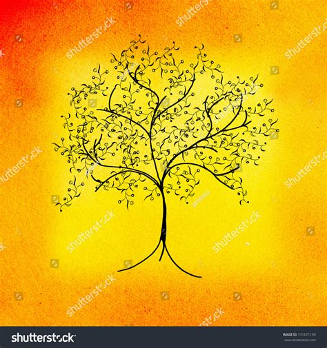 Little Tree Silhouette On Watercolor Paper Stock Illustration 731671159 ...