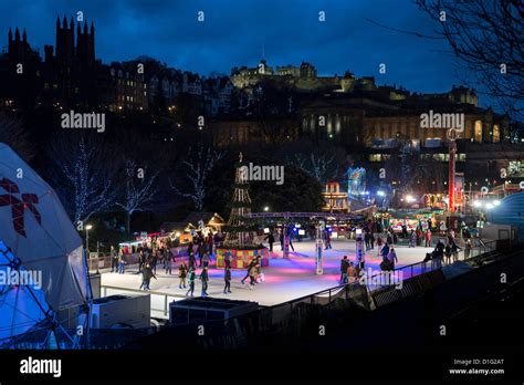 Edinburgh castle ice skating hi-res stock photography and images - Alamy