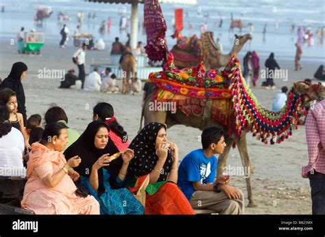 Pakistani s enjoying the camels and the sea on Clifton beach Karachi ...