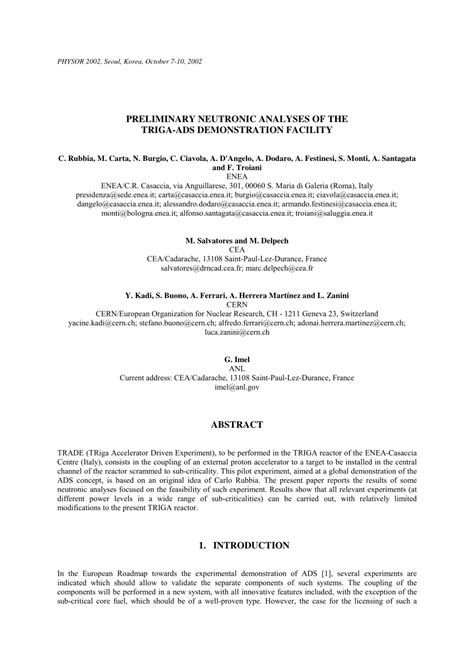 (PDF) Evaluation of the spallation target design characteristics for the TRADE experiment