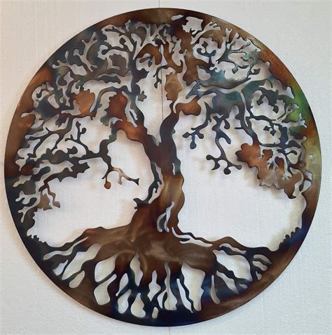 Amazon.com: Tree Of Life Metal Art Wall Decor, 23.5 inches, Heat Colored : Home & Kitchen