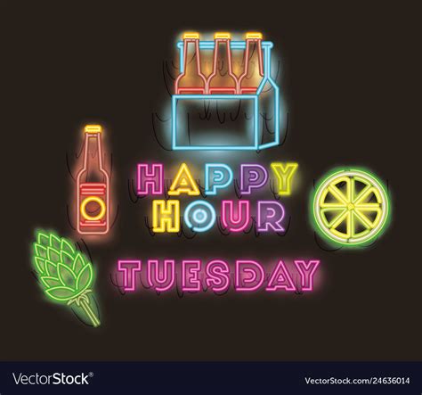 Friday happy hour with beers bottles in basket Vector Image