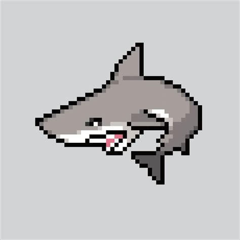 Pixel art illustration Shark. Pixelated Shark. Sea Shark icon pixelated ...