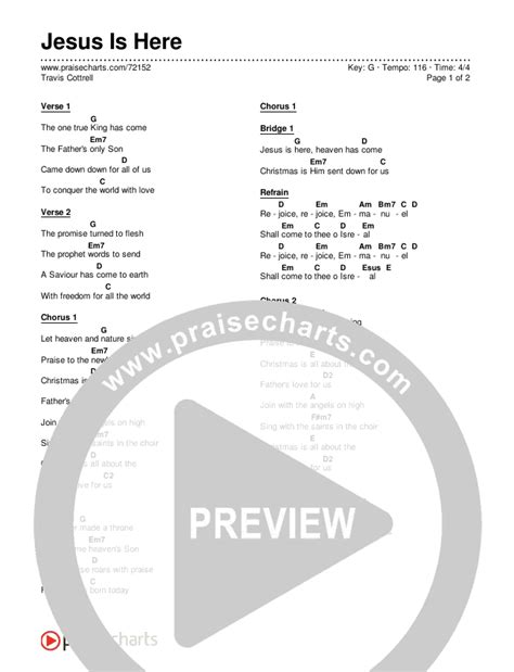 Jesus Is Here Chords PDF (Travis Cottrell) - PraiseCharts