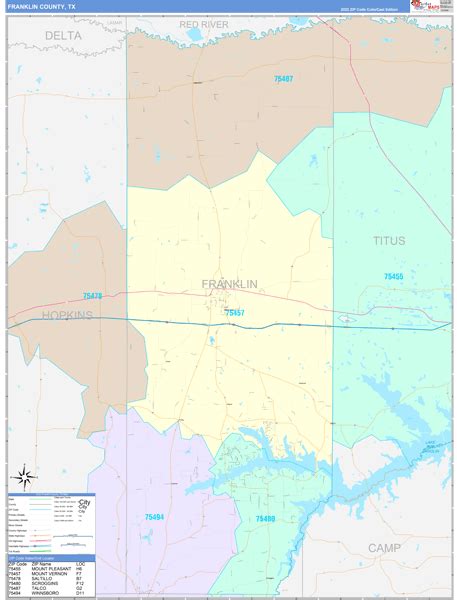 Franklin County, TX Wall Map Color Cast Style by MarketMAPS - MapSales