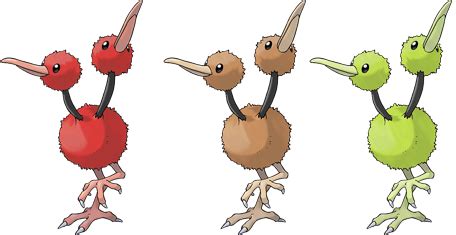 Shiny Doduo should be red, not green. I'm very passionate about this. : r/pokemon