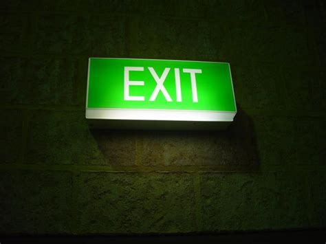 Glowing exit sign public domain image