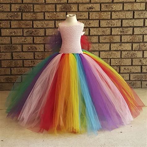 Fluffy Rainbow Girls Dress Tulle Wings Colorful Girl Tutu Inspired costume Rainbow Birthday ...