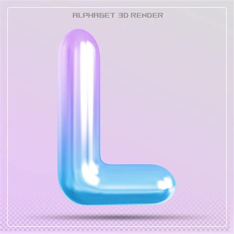 Premium PSD | Bubble letter l font gradient alphabet 3d render