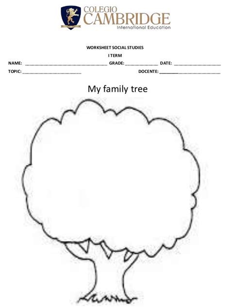 Worksheet 2 my family tree