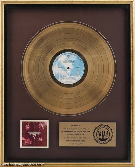 1002: Van Halen 1978 Van Halen RIAA Gold Record Award Issued To Jan ...