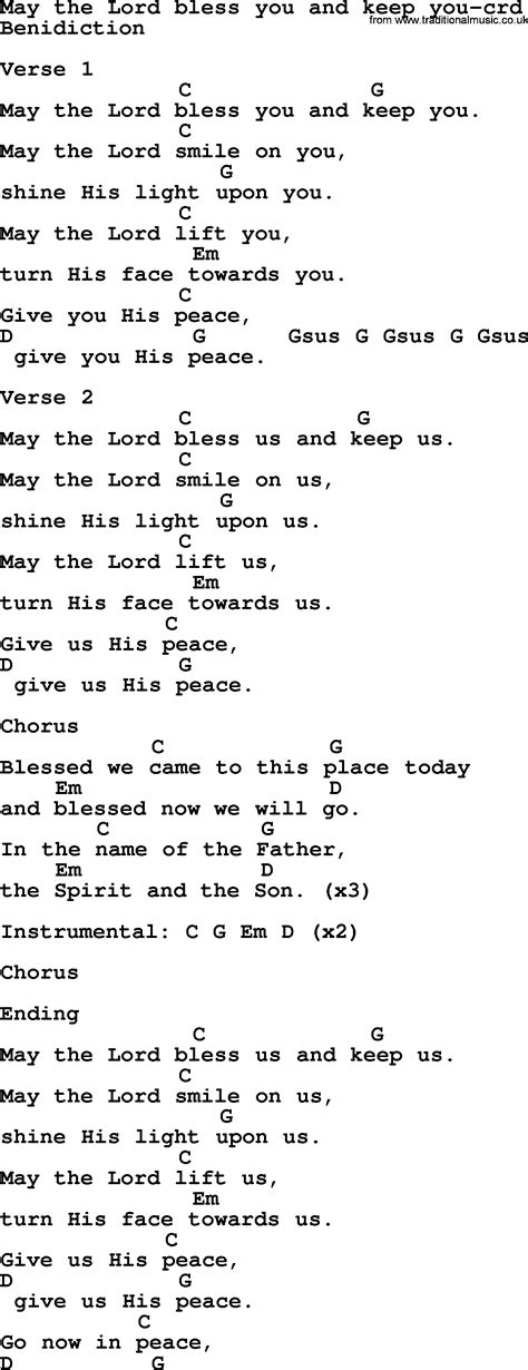 Top 500 Hymn: May The Lord Bless You And Keep You - lyrics, chords and PDF