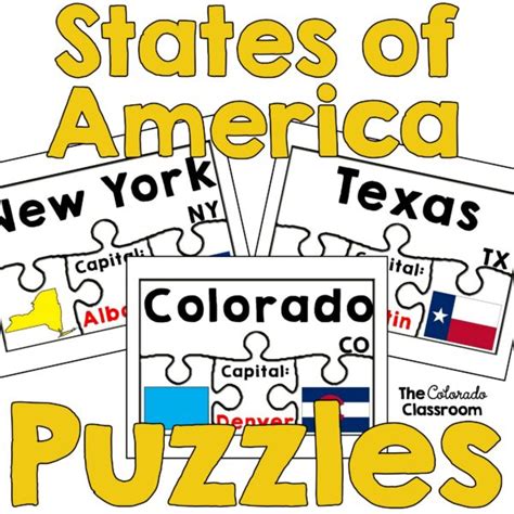 States And Capitals Puzzles Of The United States - The Colorado Classroom