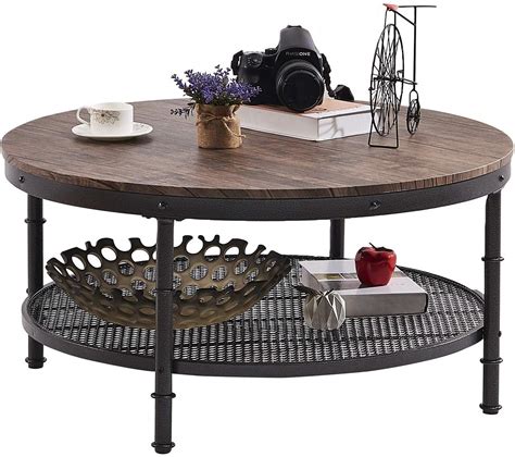 GreenForest Round Industrial Coffee Table