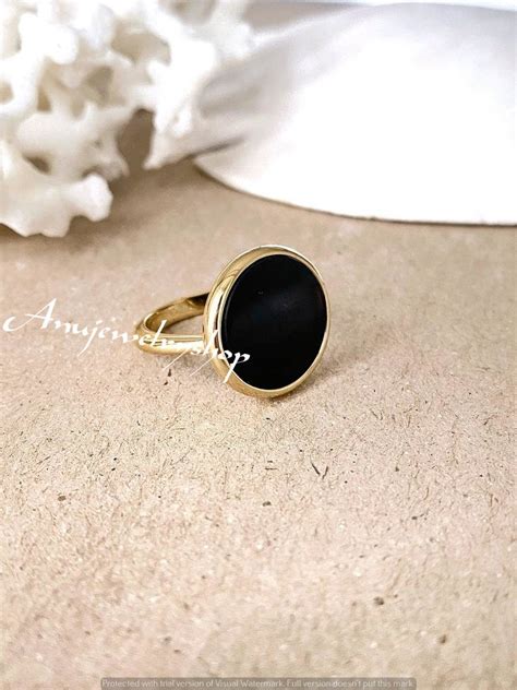 Round Obsidian Minimal Ring14k Gold Filled Gemstone - Etsy