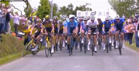 Tour de France Stage 1 Crash Caused by Spectator with a sign – PelotonPost