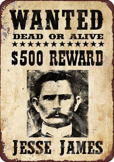 LPLED Wall Decor Sign Jesse James Original Wanted Poster Aluminum Metal ...