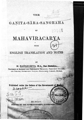 Rangacarya The Ganita Sara Sangraha Of Mahavira 1912 : Free Download, Borrow, and Streaming ...