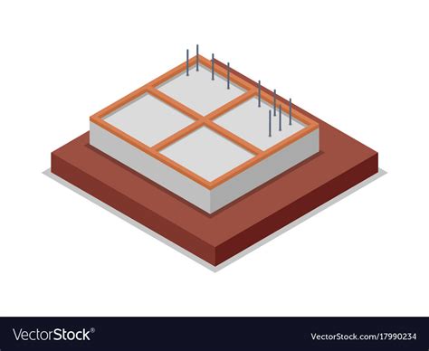 House foundation pouring isometric 3d icon Vector Image