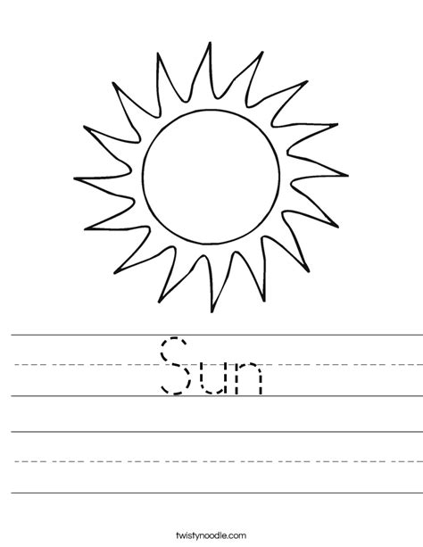 Sun Worksheet - Twisty Noodle