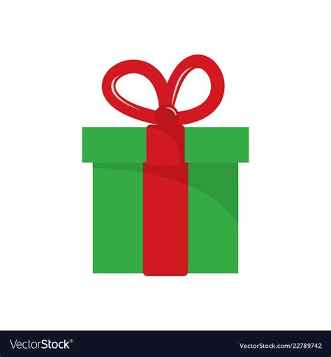 Christmas gift box flat on white background Vector Image