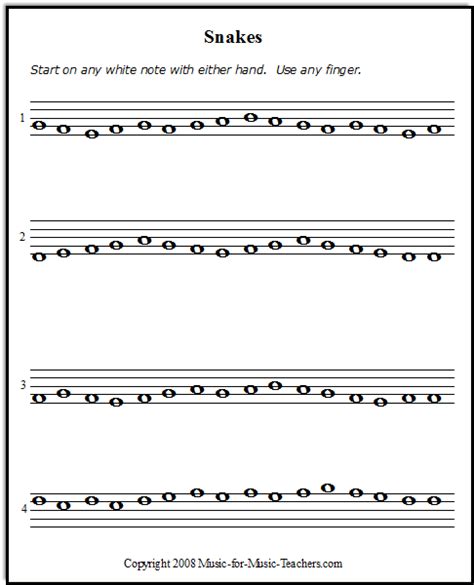 Piano Sheet Music for Beginners "Snakes": Free!