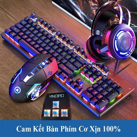 Bán [RẺ VÔ ĐỊCH] COMBO Bàn Phím Cơ Led RBG + Chuột Bluetooth + Tai Nghe Gamer Led + Lót Chuột ...